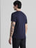 Dark Blue Logo Print Crew Neck T-shirt_410320+4