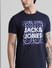 Dark Blue Logo Print Crew Neck T-shirt_410320+5
