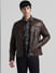 Dark Brown Leather Jacket_410324+2