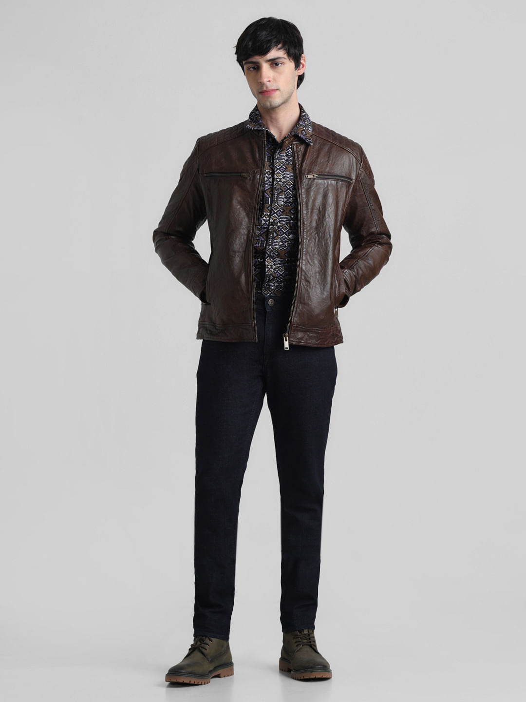 Jack and jones 2024 lamb leather jacket