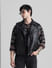 Black Leather Sleeveless Biker Jacket_410325+1