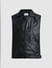 Black Leather Sleeveless Biker Jacket_410325+8