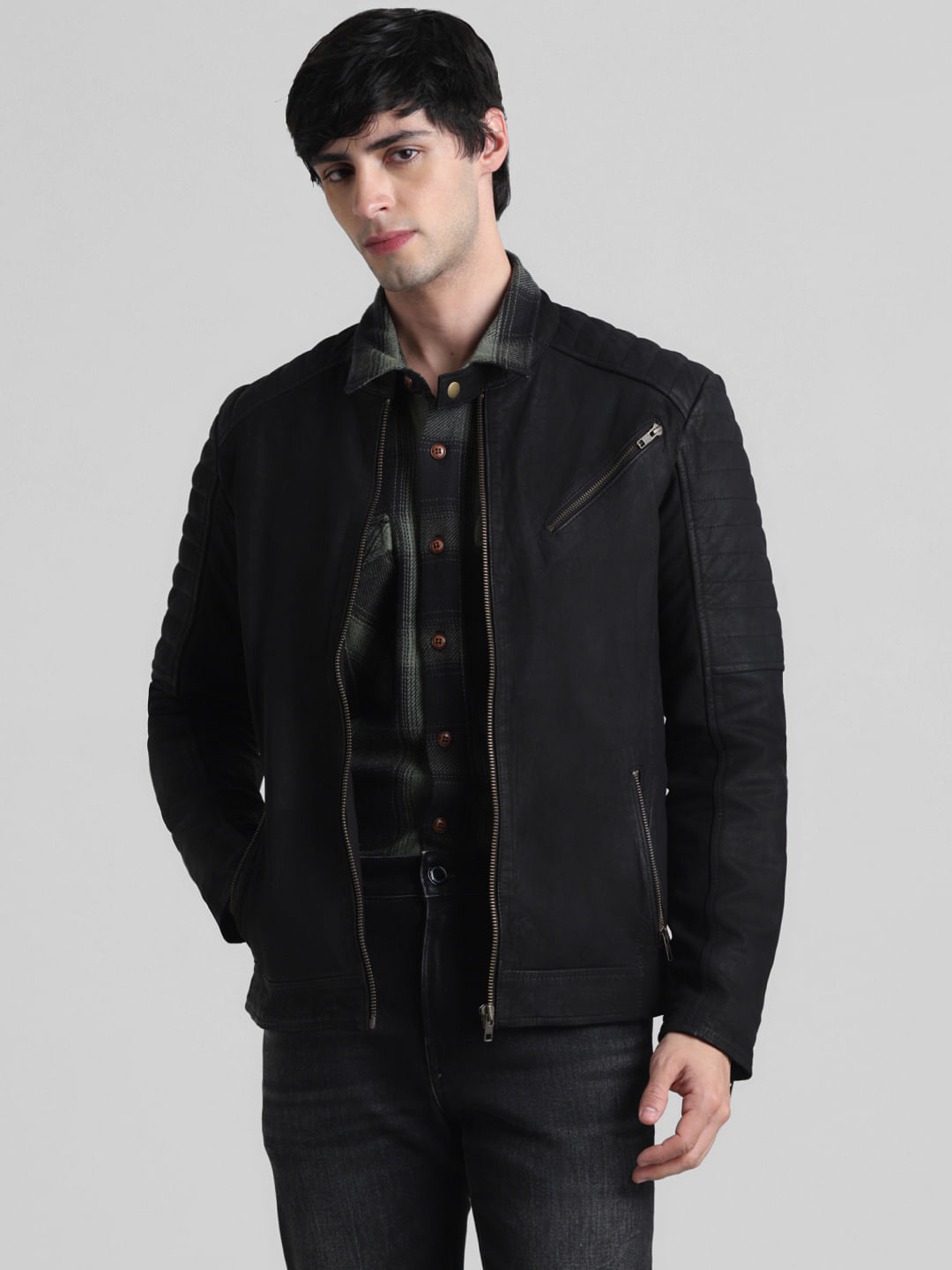 Jack and jones 2025 black leather jacket