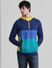 Blue Colourblocked Hooded Sweatshirt_410356+2