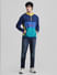 Blue Colourblocked Hooded Sweatshirt_410356+6