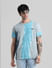 Blue & Grey Tie-Dye Crew Neck T-shirt_410359+1