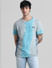 Blue & Grey Tie-Dye Crew Neck T-shirt_410359+2