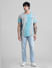 Blue & Grey Tie-Dye Crew Neck T-shirt_410359+6