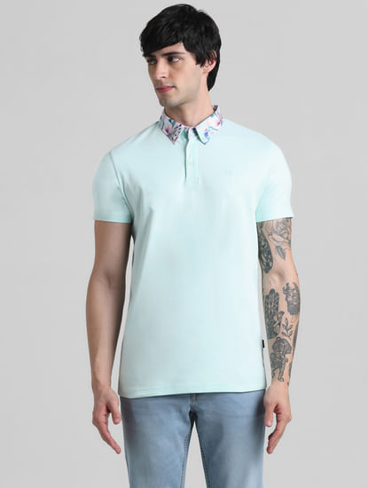 Green Floral Collared Polo T-shirt