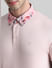 Pink Floral Collared Polo T-shirt_410363+5