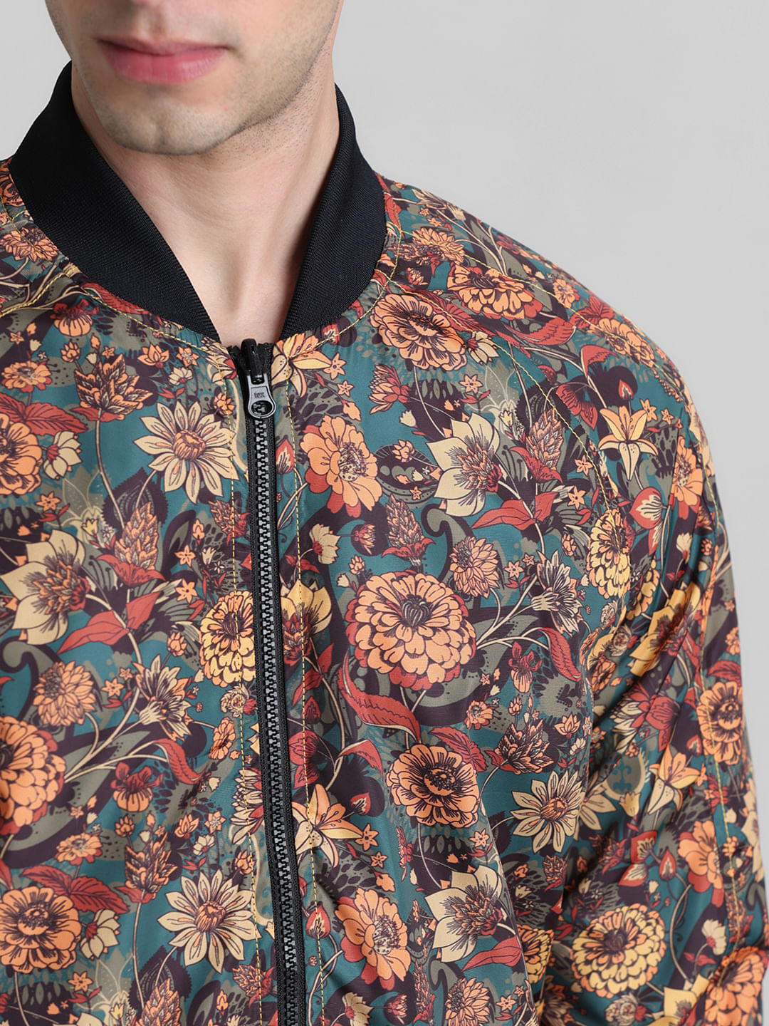 Black floral bomber outlet jacket