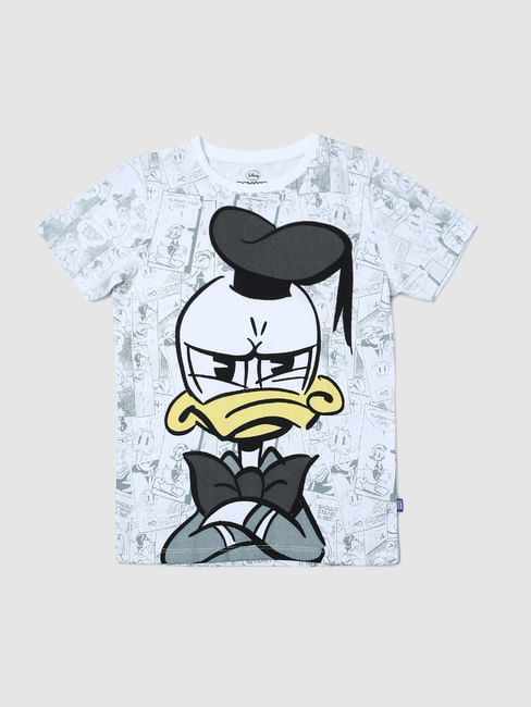 Boys X Donald Duck White Comic Print Crew Neck T-shirt