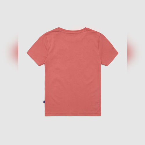 

Boys Pink Printed Pocket Crew Neck T-shirt