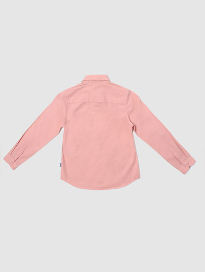 Boys Pink Suspender Print Full Sleeves Shirt