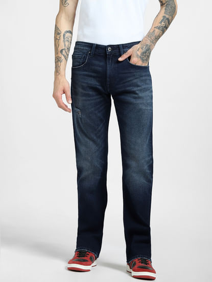 Dark Blue High Rise Bootcut Jeans 