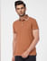 Brown Knit Polo Neck T-shirt