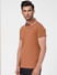 Brown Knit Polo Neck T-shirt