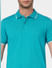 Green Knit Polo Neck T-shirt_393721+5