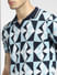 Blue Patterned Knit Polo T-shirt_393730+5