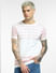 White Striped Knit Crew Neck T-shirt_393731+2