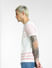 White Striped Knit Crew Neck T-shirt_393731+3