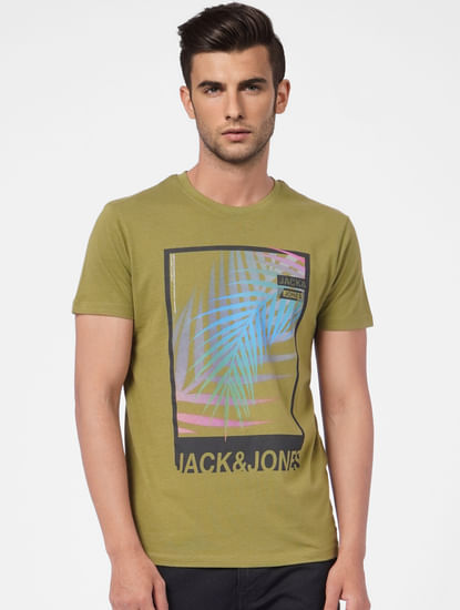 Green Graphic Print Crew Neck T-shirt