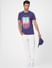 Blue Graphic Print Crew Neck T-shirt_393743+1