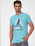 Light Blue Graphic Print Crew Neck T-shirt_393746+2