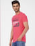 Pink Graphic Print Crew Neck T-shirt_393747+3