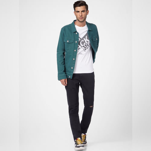 JACK&JONES White Graphic Print Crew Neck T-shirt