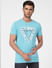 Sky Blue Graphic Print Crew Neck T-shirt