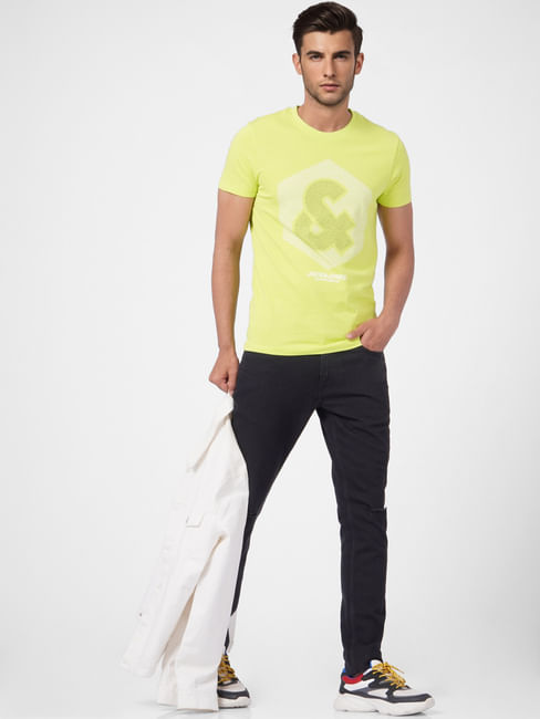 Lime Green Graphic Print Crew Neck T-shirt