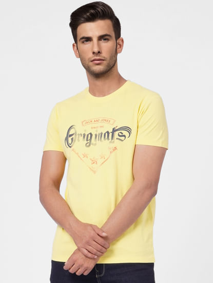 Yellow Graphic Print Crew Neck T-shirt
