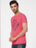 Pink Graphic Print Crew Neck T-shirt_393787+3