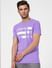 Purple Graphic Print Crew Neck T-shirt_393790+2
