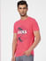 Pink Graphic Print Crew Neck T-shirt_393792+3