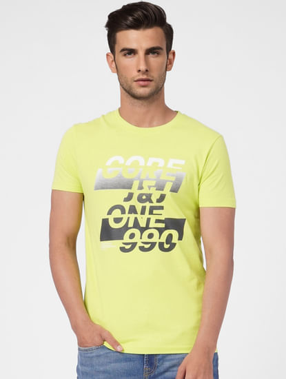 Lime Green Graphic Print Crew Neck T-shirt