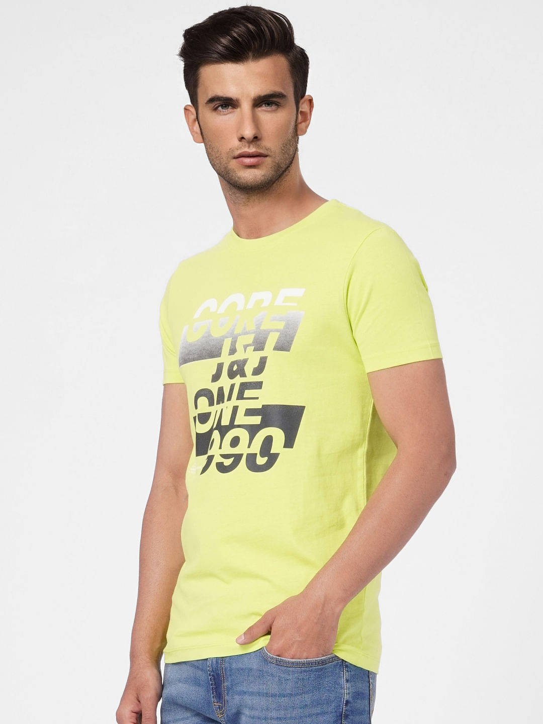 white lime green graphic tee