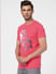 Pink Graphic Print Crew Neck T-shirt_393821+3