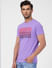 Purple Graphic Print Crew Neck T-shirt_393824+3