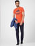Orange Graphic Print Crew Neck T-shirt_393834+1