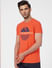 Orange Graphic Print Crew Neck T-shirt_393834+2