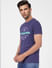 Blue Graphic Print Crew Neck T-shirt_393836+3