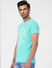 Turquoise Blue Graphic Print Crew Neck T-shirt