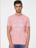 Pink Graphic Print Crew Neck T-shirt_393841+2