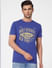 Blue Graphic Print Crew Neck T-shirt_393845+2