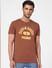 Brown Graphic Print Crew Neck T-shirt_393854+2