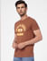 Brown Graphic Print Crew Neck T-shirt_393854+3