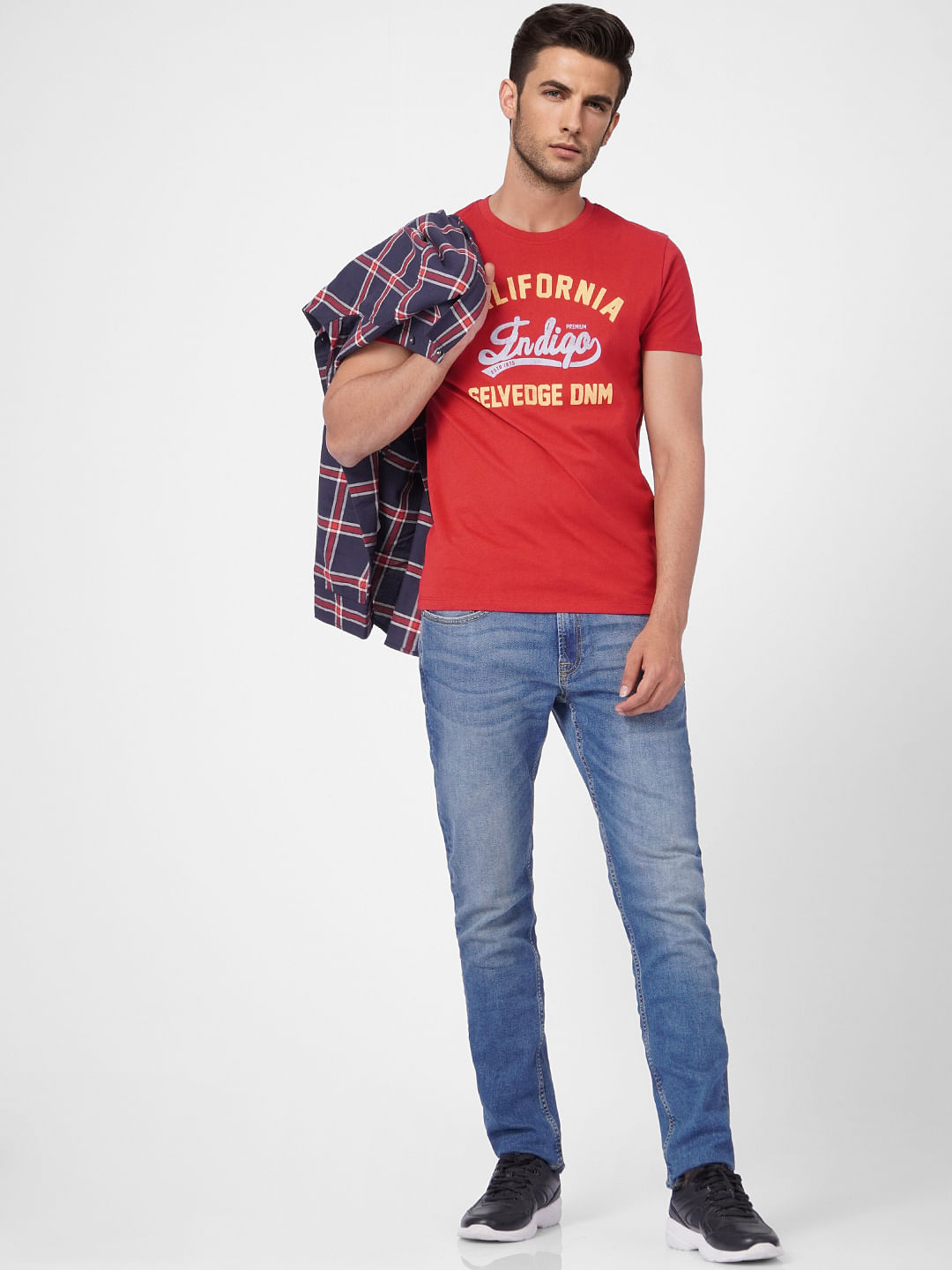 Buy Red Graphic Print Crew Neck T-shirt for Men