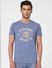 Faded Blue Graphic Print Crew Neck T-shirt_393867+2
